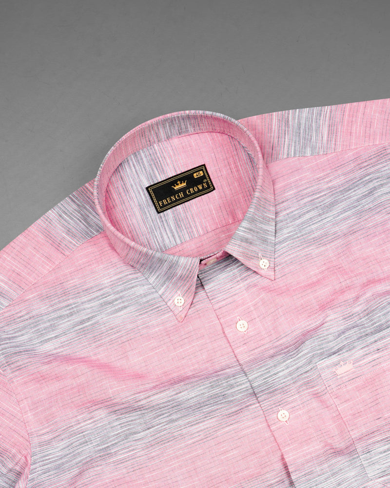 Pale Chestnut Pink And Hurricane Gray Striped Royal Oxford Shirt