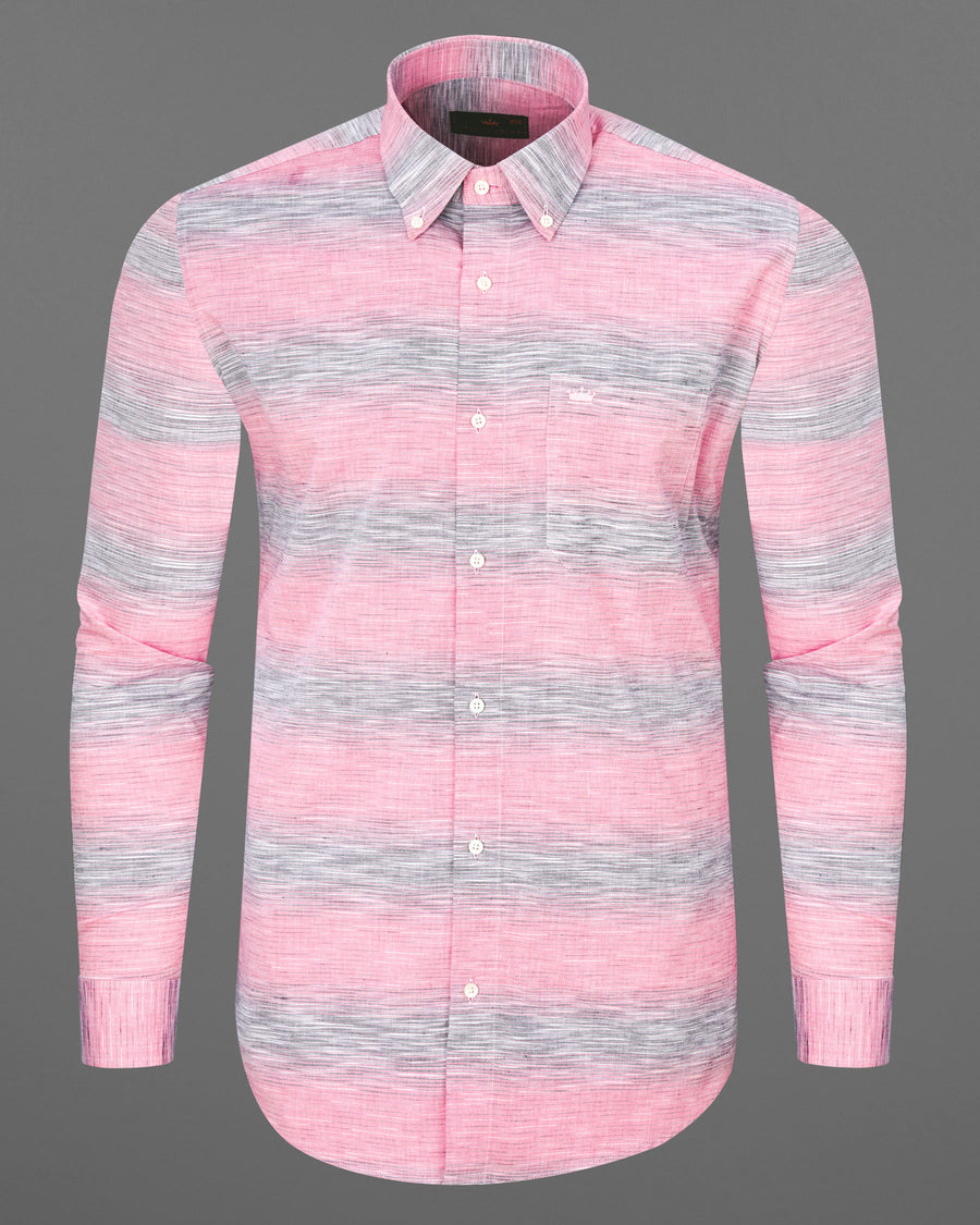 Pale Chestnut Pink And Hurricane Gray Striped Royal Oxford Shirt