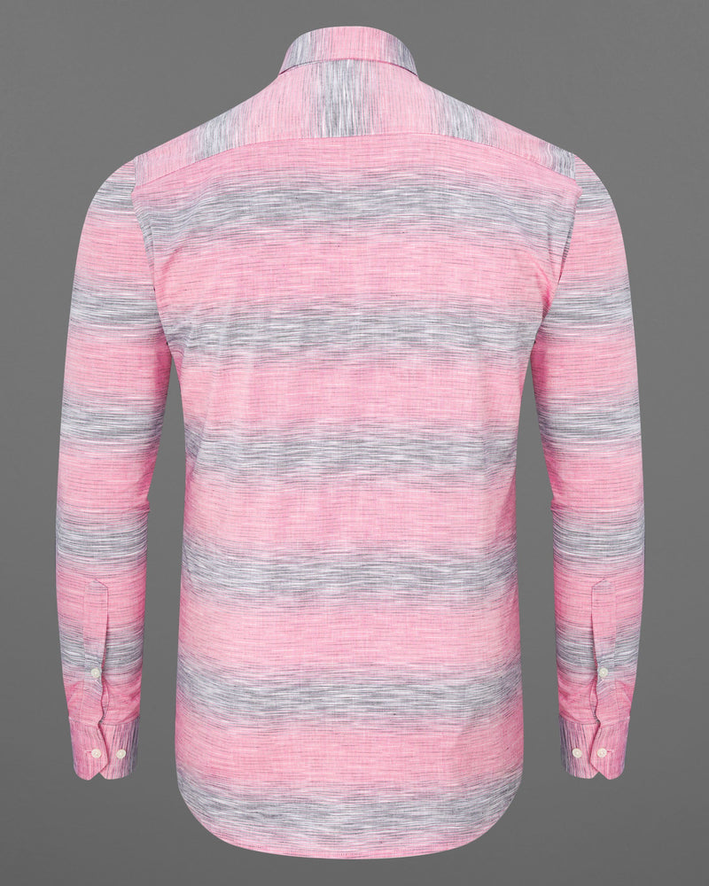 Pale Chestnut Pink And Hurricane Gray Striped Royal Oxford Shirt