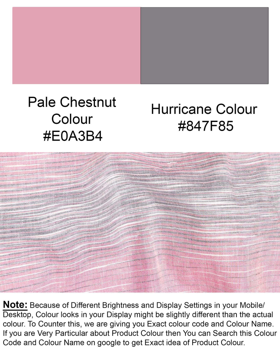 Pale Chestnut Pink And Hurricane Gray Striped Royal Oxford Shirt