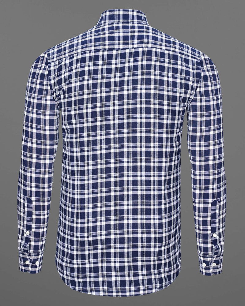 Lucky Point Blue Twill Plaid Premium Cotton Shirt