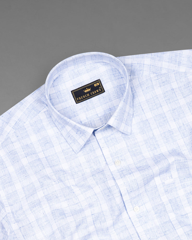 Platinum Blue Plaid Luxurious Linen Shirt