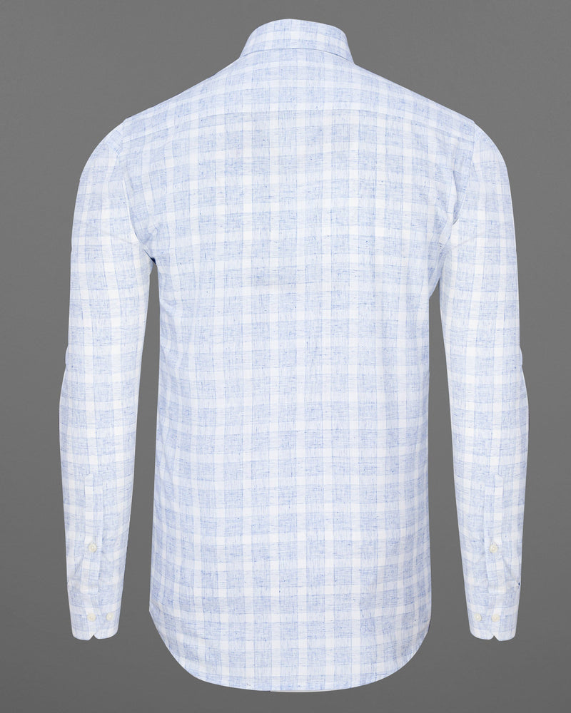 Platinum Blue Plaid Luxurious Linen Shirt