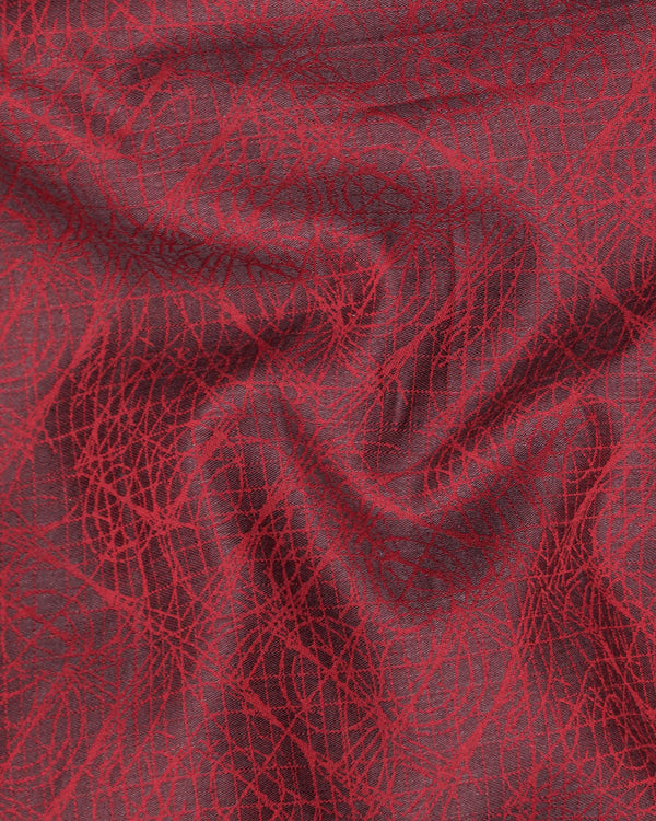 Stiletto Red Graphic Jacquard Textured Premium Giza Cotton Shirt