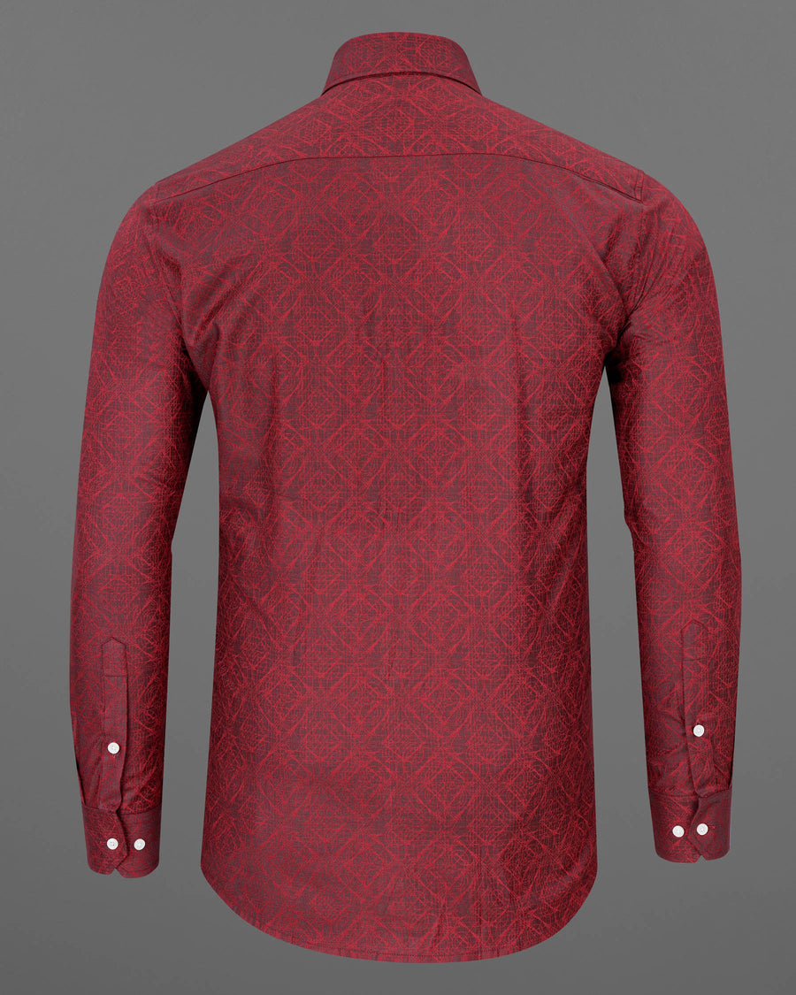 Stiletto Red Graphic Jacquard Textured Premium Giza Cotton Shirt