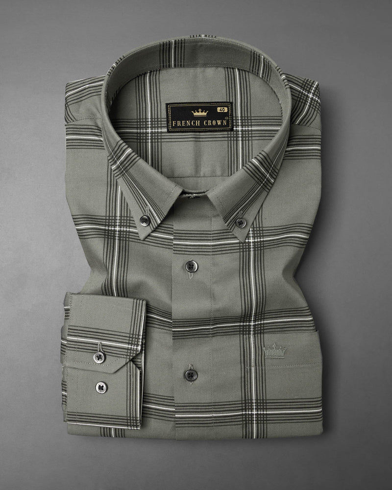 Ironside Green Windowpane Royal Oxford Shirt