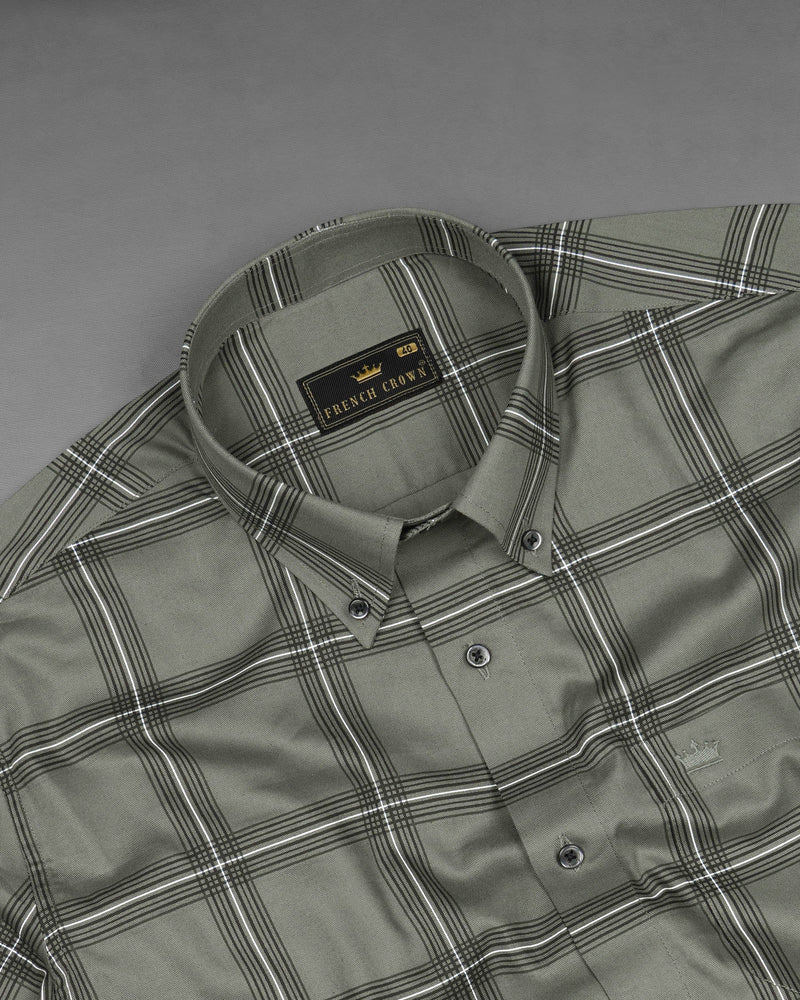 Ironside Green Windowpane Royal Oxford Shirt