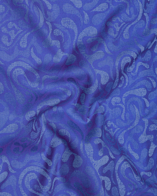 Sapphire Blue Jacquard Textured Premium Giza Cotton Shirt