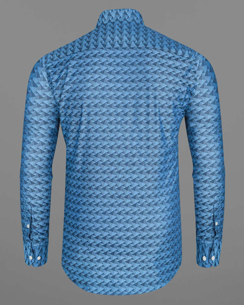 Danube Blue with Blumine 3D art Jacquard Textured Premium Giza Cotton Shirt