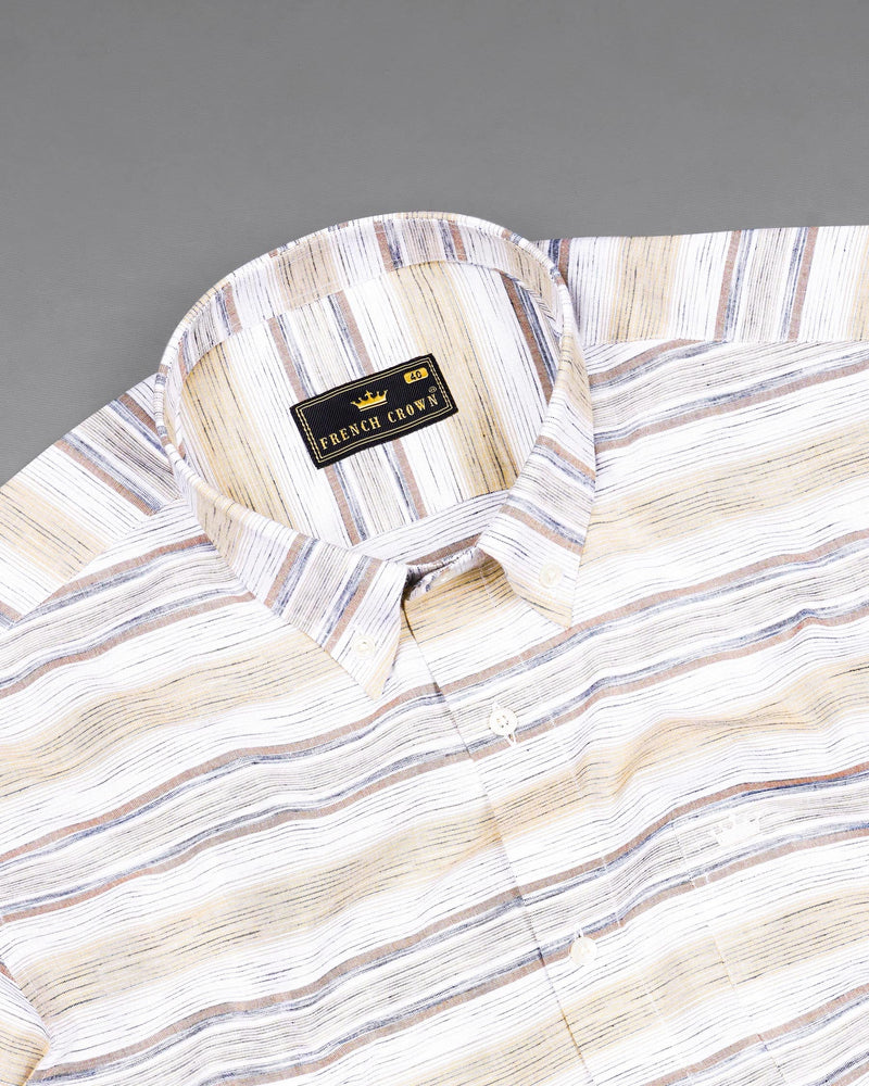 Chamois Brown and White Striped Chambray Shirt