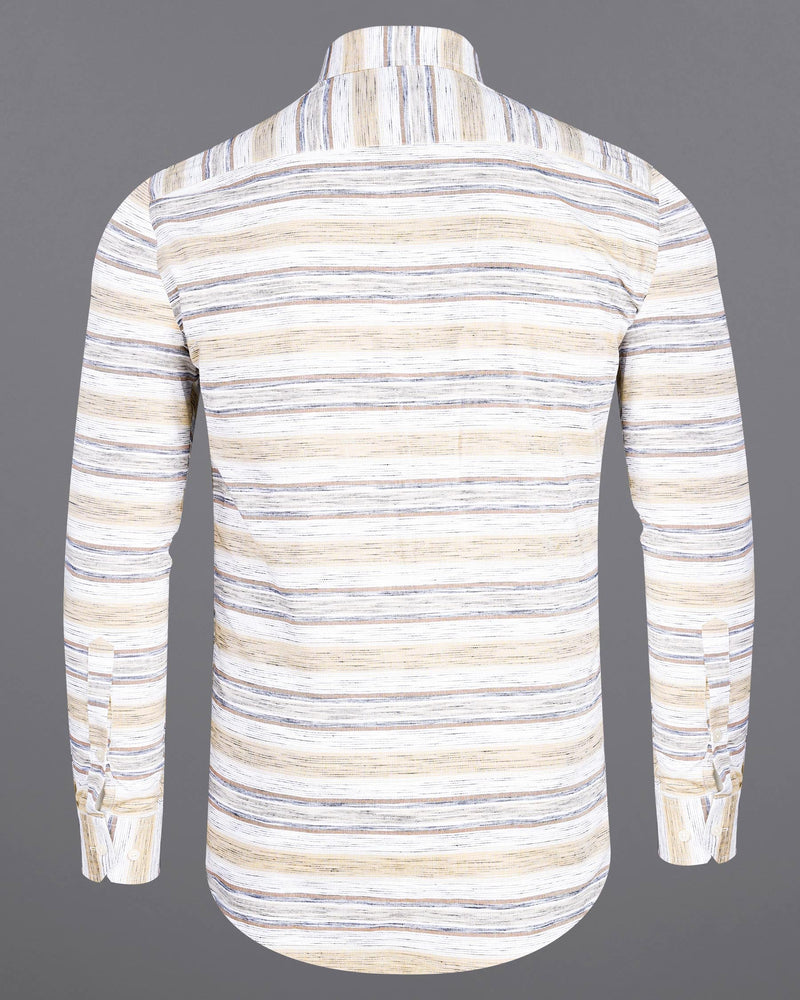 Chamois Brown and White Striped Chambray Shirt