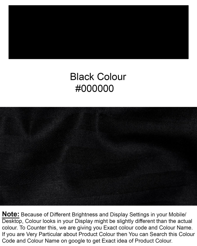 Jade Black Subtle Striped Dobby Textured Premium Giza Cotton Shirt