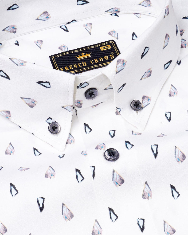 Bright White Stones Printed Super Soft Premium Cotton Shirt