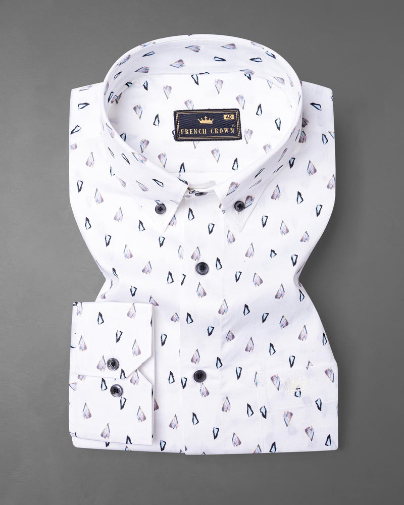 Bright White Stones Printed Super Soft Premium Cotton Shirt