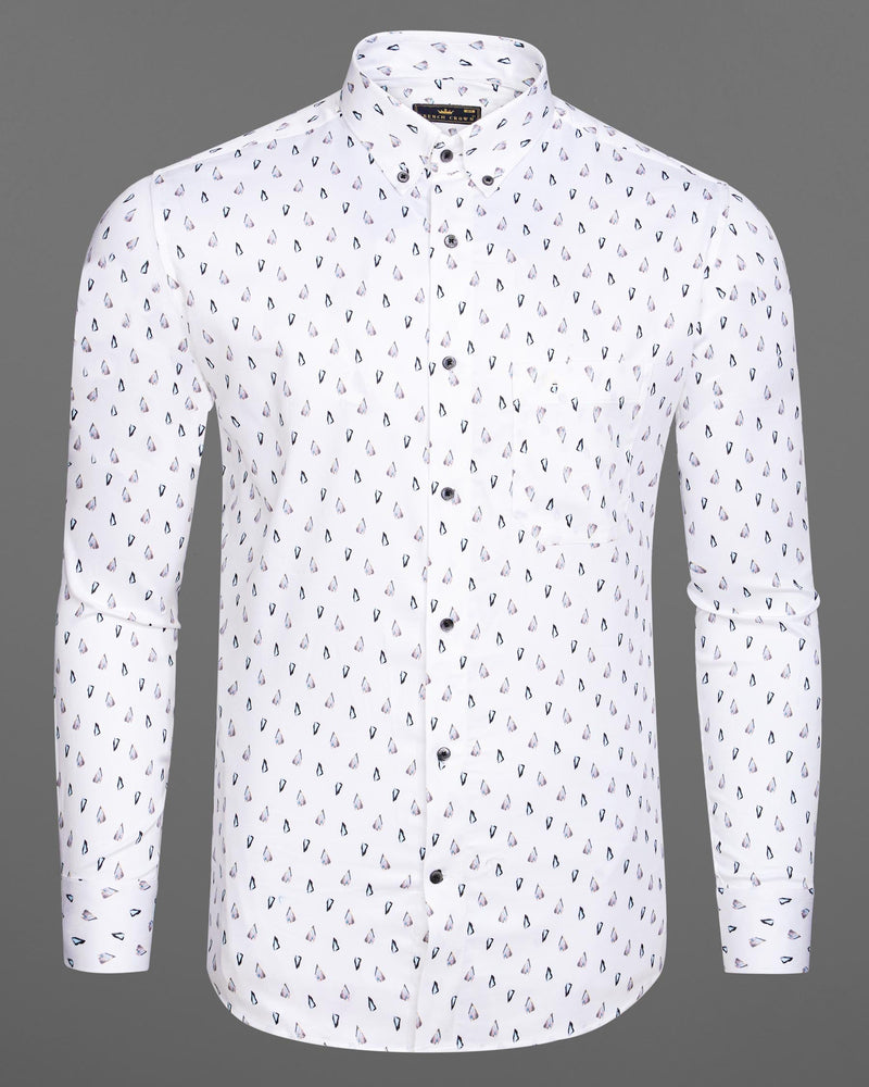 Bright White Stones Printed Super Soft Premium Cotton Shirt