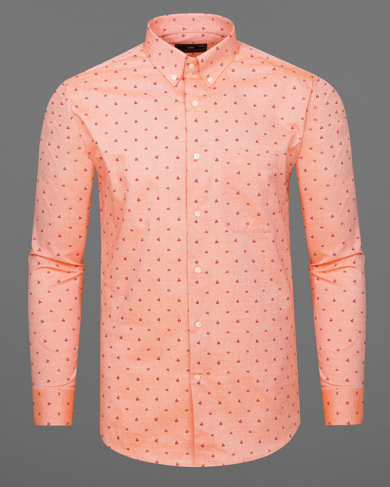 Dark Salmon Peach Camera Print Royal Oxford Shirt