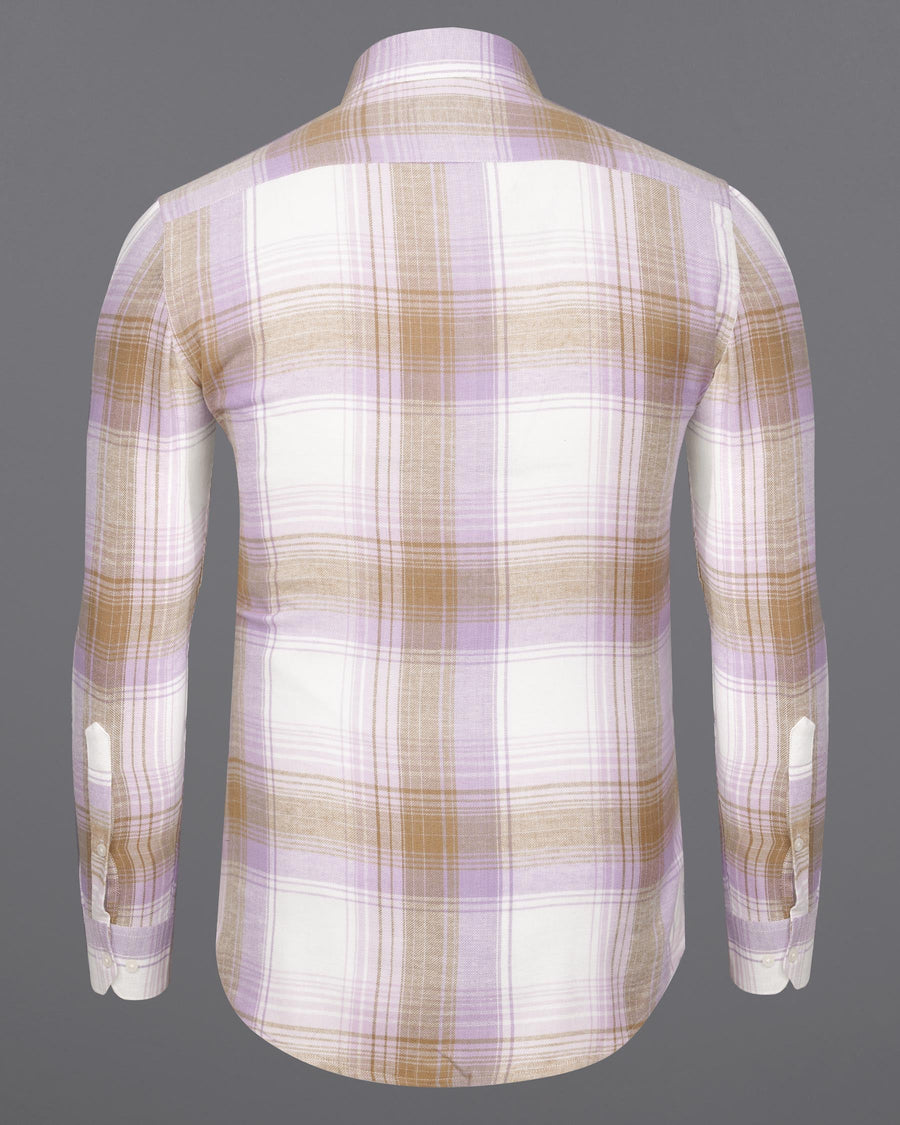 Off White and Vanilla Brown Plaid Flannel Shirt