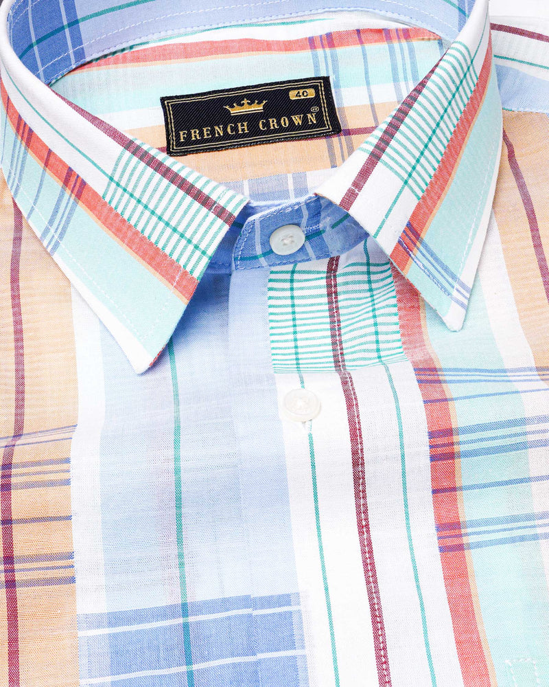 Gainsboro Blue Multicolor Striped Premium Cotton Shirt