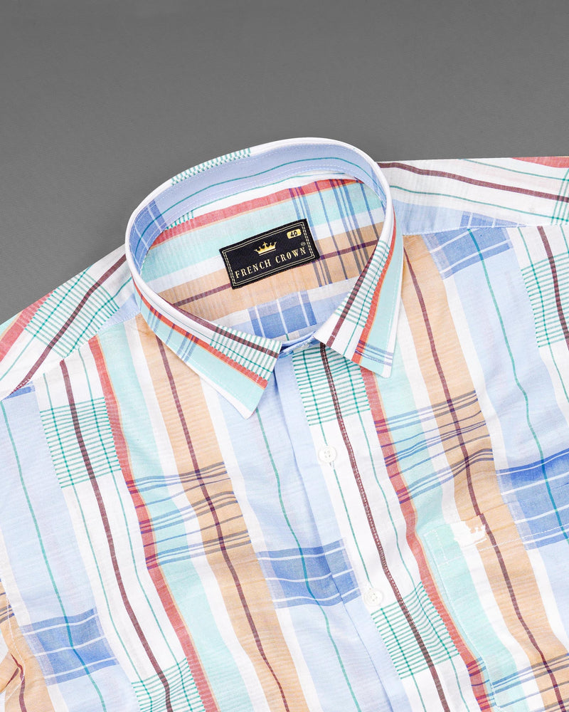 Gainsboro Blue Multicolor Striped Premium Cotton Shirt