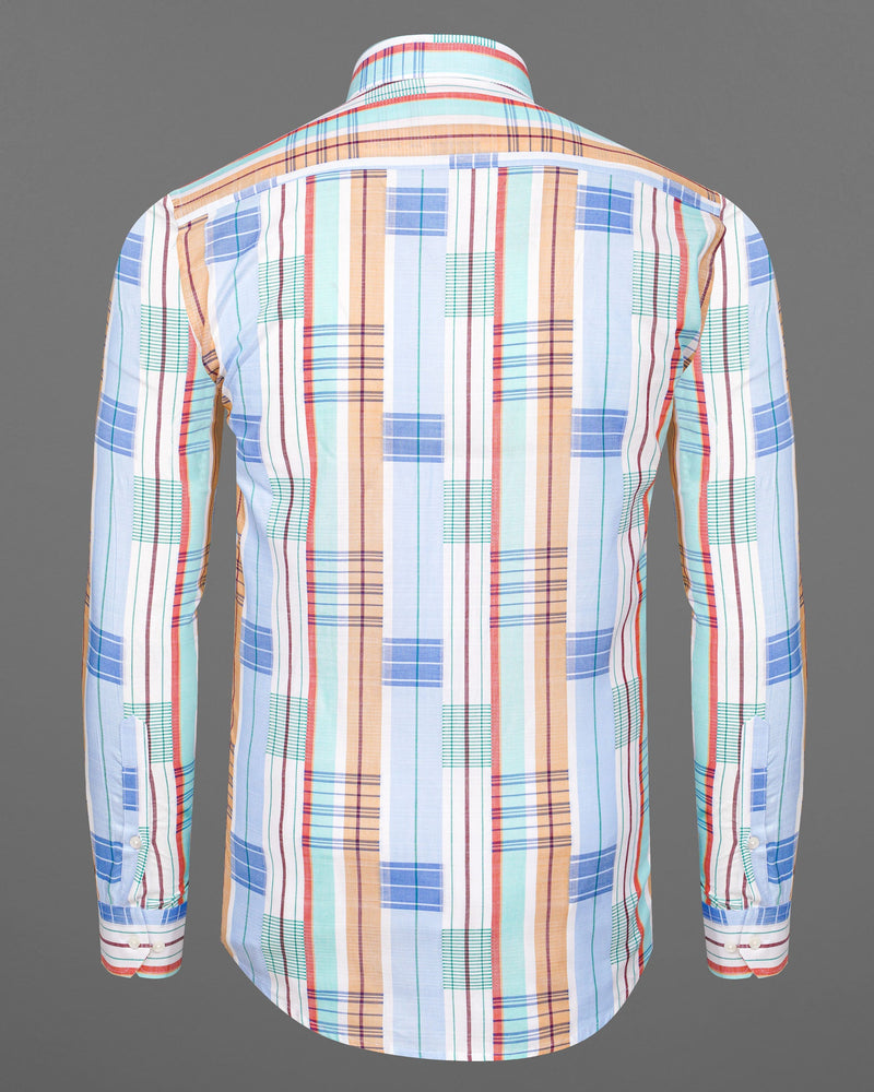 Gainsboro Blue Multicolor Striped Premium Cotton Shirt