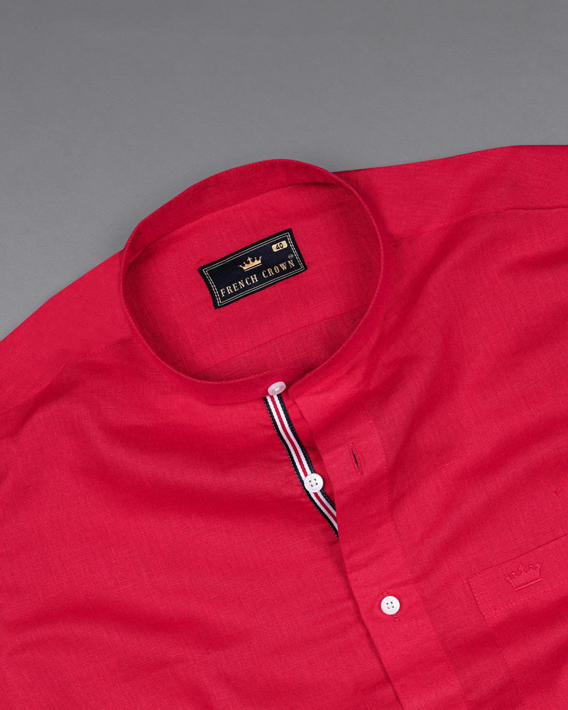 Rich Carmine Red Luxurious Linen Shirt