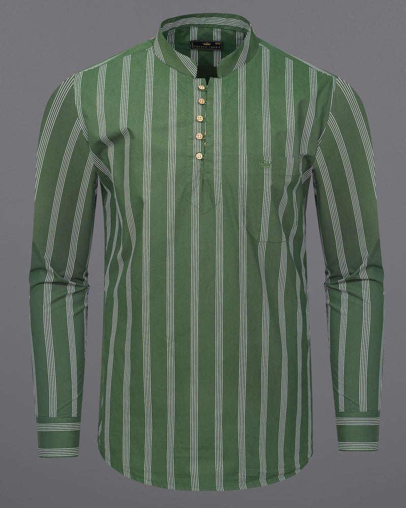 Finlandia Green Pin Striped Premium Cotton Kurta Shirt