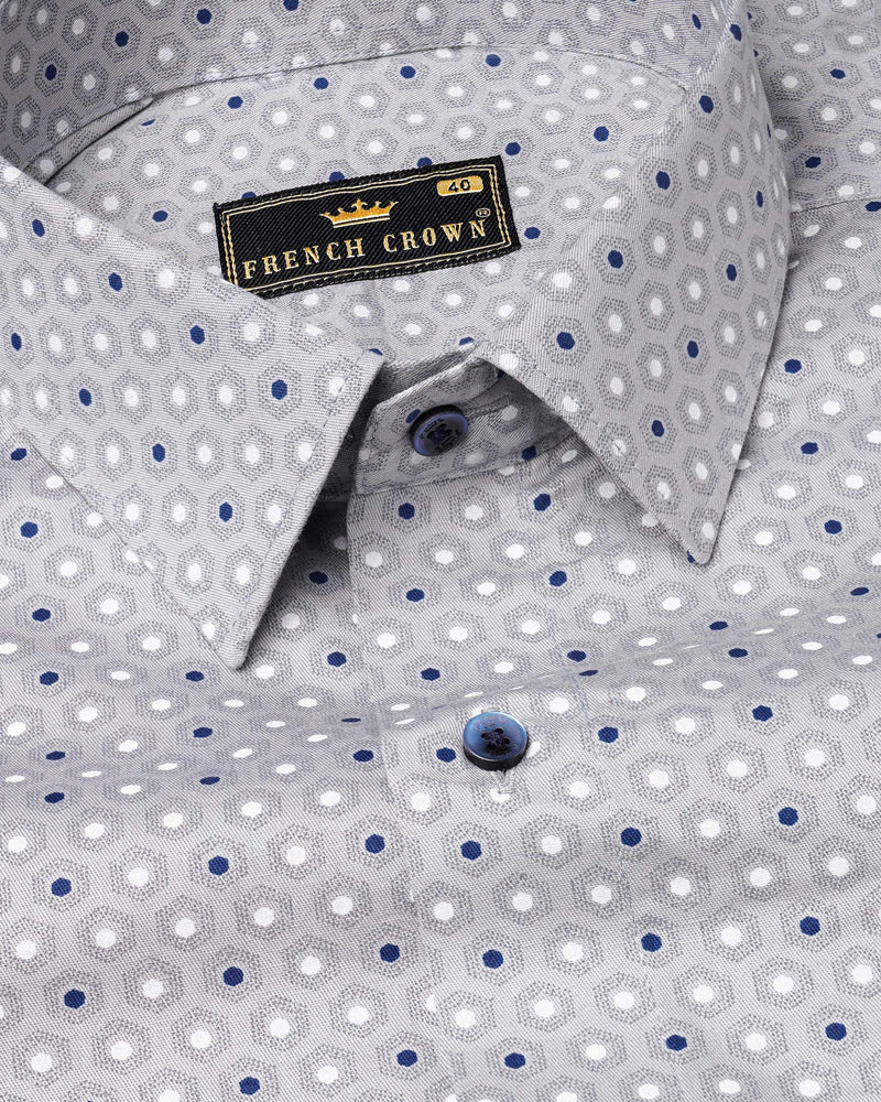 Languid Gray Pentagonal Printed Royal Oxford Shirt