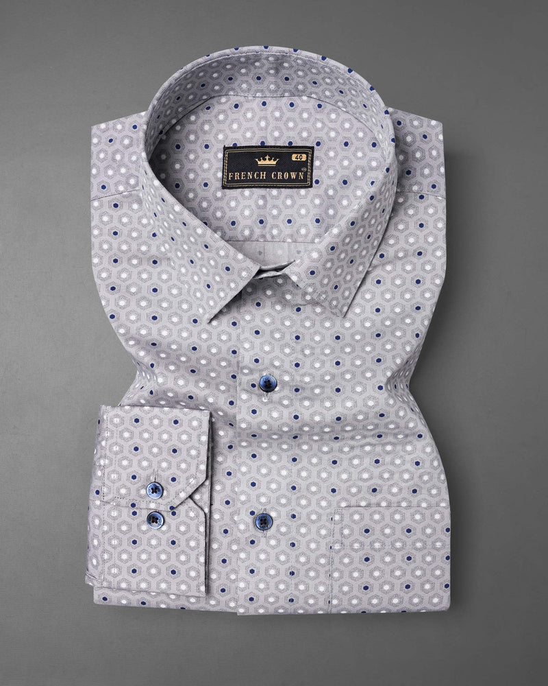 Languid Gray Pentagonal Printed Royal Oxford Shirt