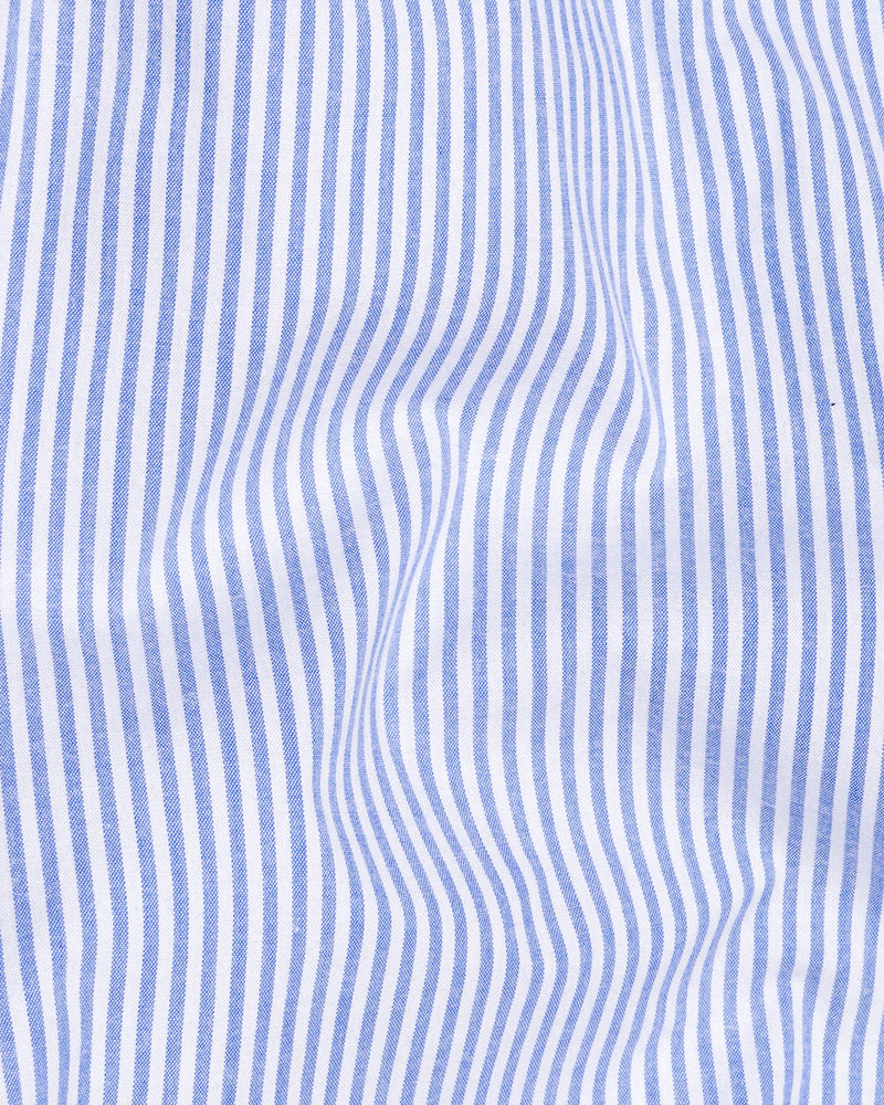 Portage Blue Pinstriped Premium Cotton Shirt