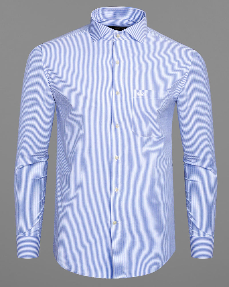 Portage Blue Pinstriped Premium Cotton Shirt