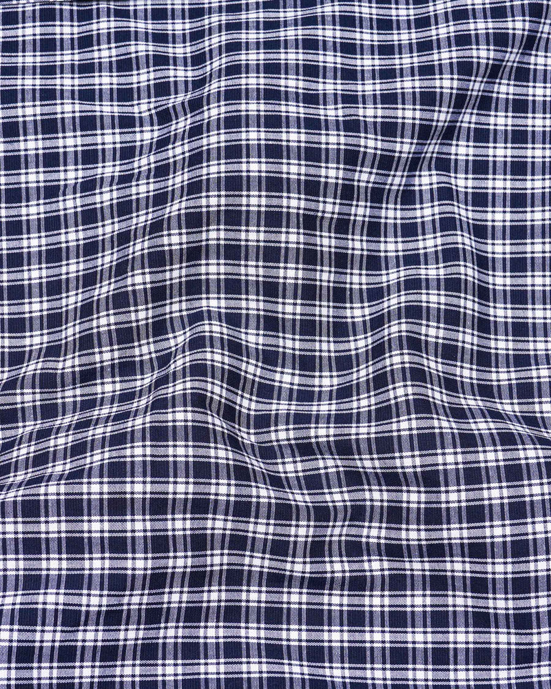 Paua Blue With White Gingham Premium Cotton Shirt