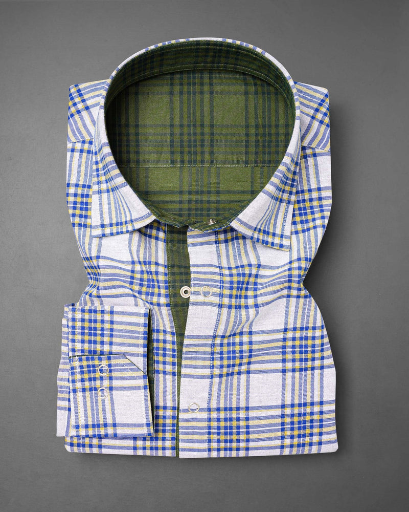 Wood Green and Bright White Plaid Royal Oxford Reversible Shirt 7538-38,7538-38,7538-39,7538-39,7538-40,7538-40,7538-42,7538-42,7538-44,7538-44,7538-46,7538-46,7538-48,7538-48,7538-50,7538-50,7538-52,7538-52