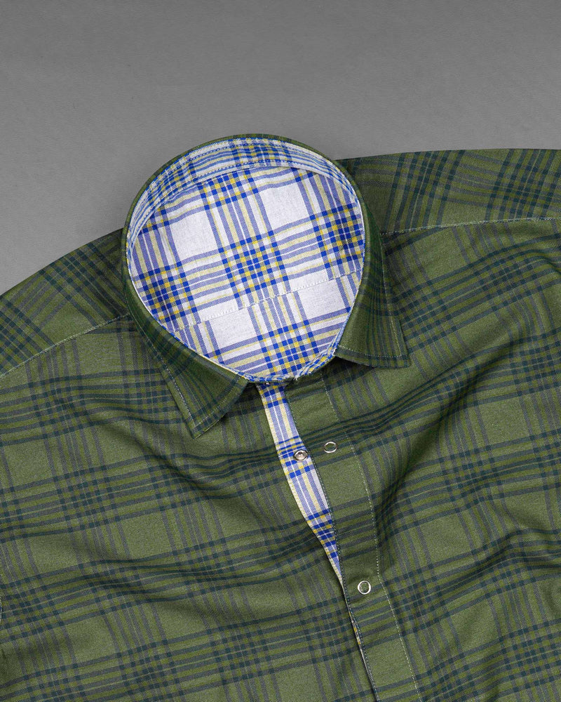 Wood Green and Bright White Plaid Royal Oxford Reversible Shirt 7538-38,7538-38,7538-39,7538-39,7538-40,7538-40,7538-42,7538-42,7538-44,7538-44,7538-46,7538-46,7538-48,7538-48,7538-50,7538-50,7538-52,7538-52