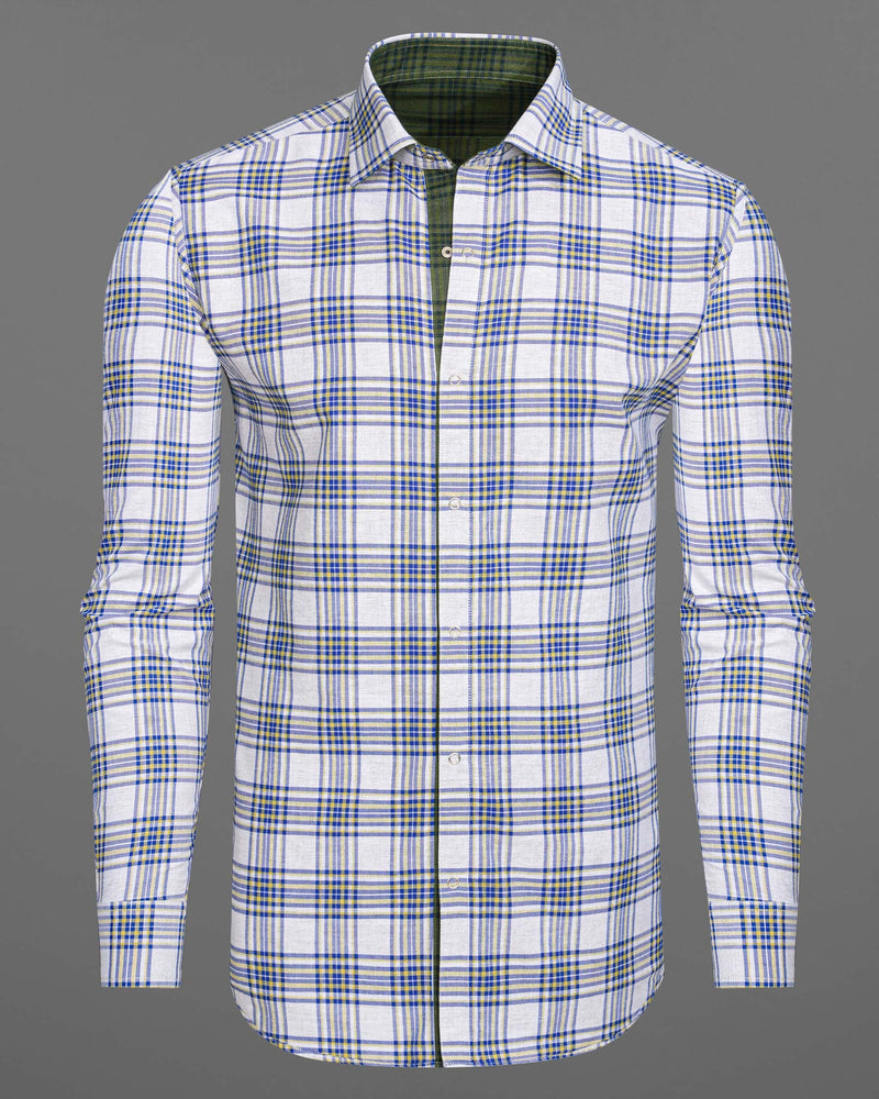 Wood Green and Bright White Plaid Royal Oxford Reversible Shirt 7538-38,7538-38,7538-39,7538-39,7538-40,7538-40,7538-42,7538-42,7538-44,7538-44,7538-46,7538-46,7538-48,7538-48,7538-50,7538-50,7538-52,7538-52