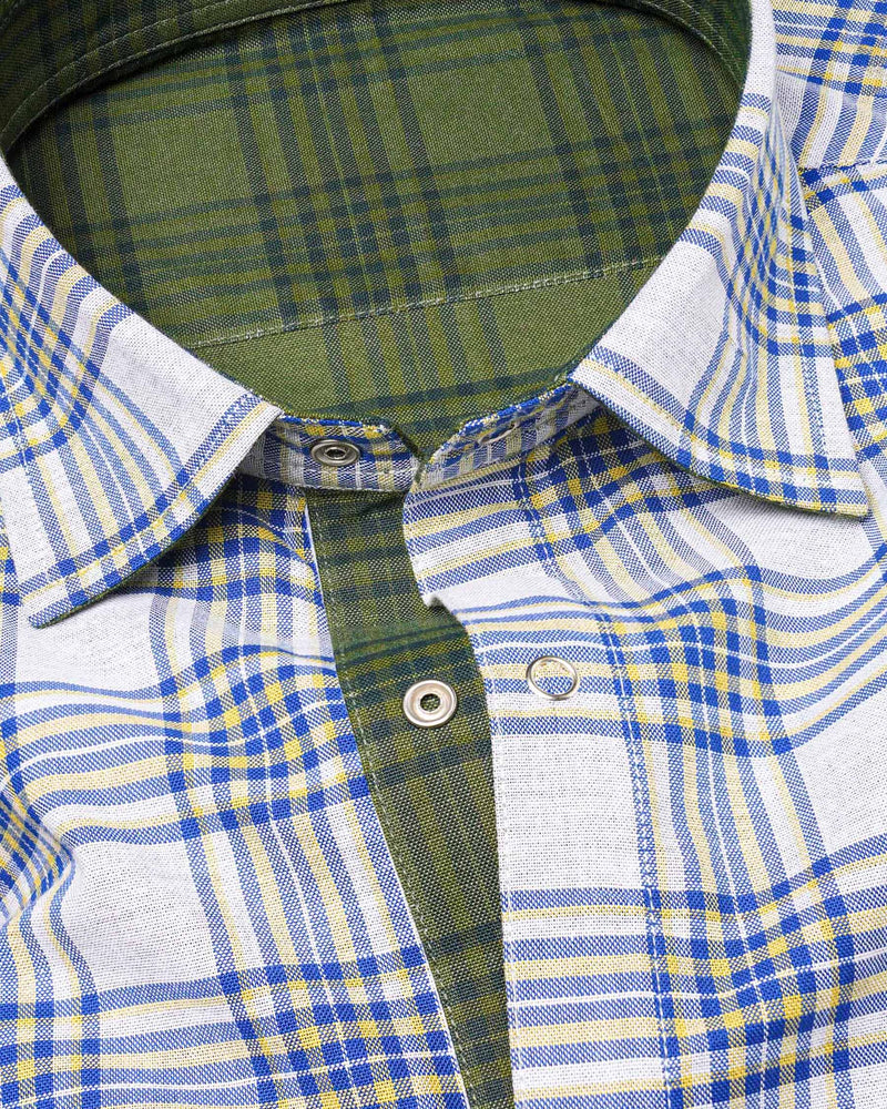 Wood Green and Bright White Plaid Royal Oxford Reversible Shirt 7538-38,7538-38,7538-39,7538-39,7538-40,7538-40,7538-42,7538-42,7538-44,7538-44,7538-46,7538-46,7538-48,7538-48,7538-50,7538-50,7538-52,7538-52