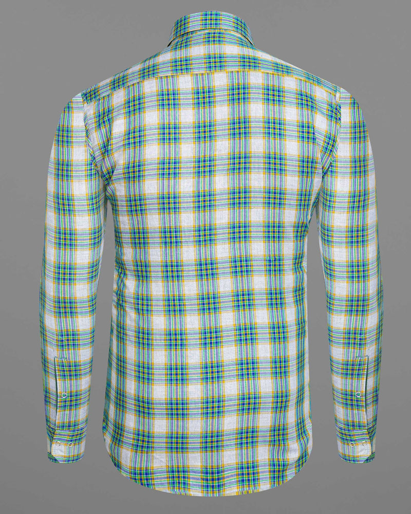 Cactus Green Plaid and Solitude White Plaid Herringbone Reversible Shirt