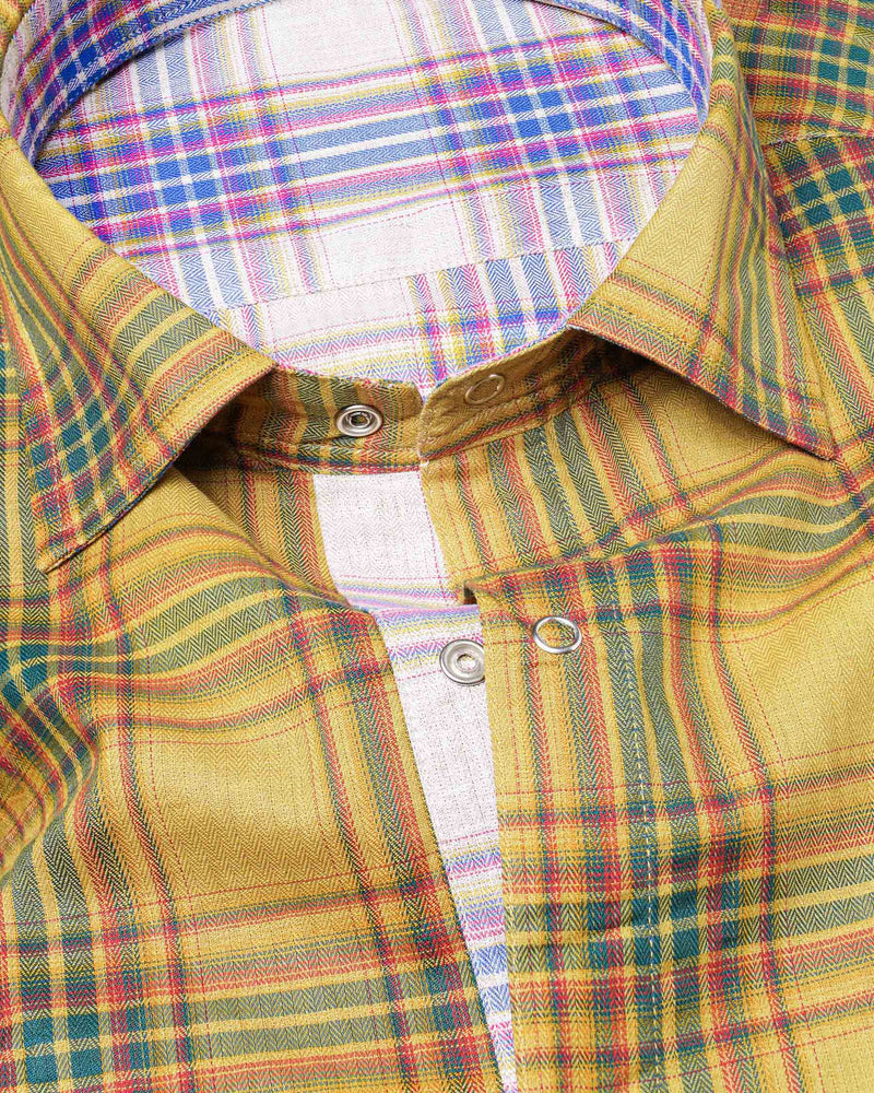 Taco Brown Plaid and Gainsboro Plaid Herringbone Reversible Shirt