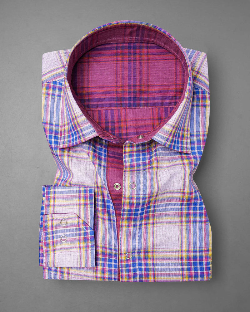 Mulberry Pink Plaid and Prelude Blue Plaid Herringbone Reversible Shirt 7541-38,7541-38,7541-39,7541-39,7541-40,7541-40,7541-42,7541-42,7541-44,7541-44,7541-46,7541-46,7541-48,7541-48,7541-50,7541-50,7541-52,7541-52