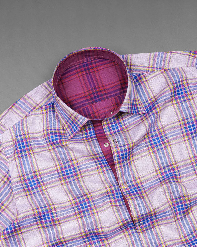 Mulberry Pink Plaid and Prelude Blue Plaid Herringbone Reversible Shirt 7541-38,7541-38,7541-39,7541-39,7541-40,7541-40,7541-42,7541-42,7541-44,7541-44,7541-46,7541-46,7541-48,7541-48,7541-50,7541-50,7541-52,7541-52