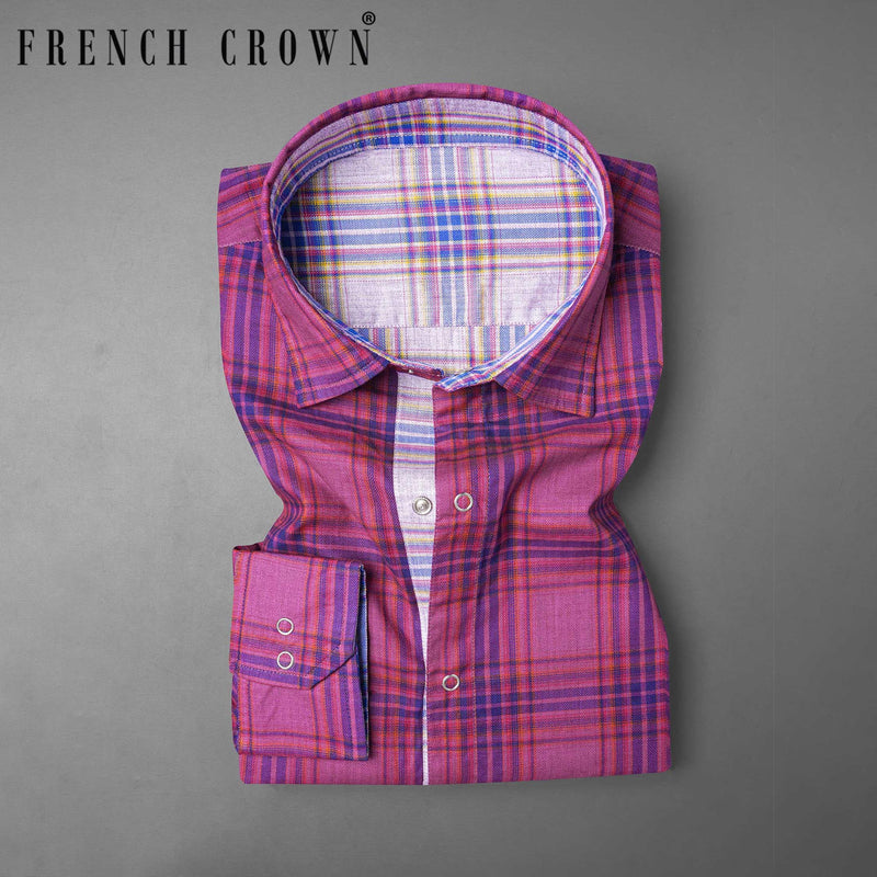 Mulberry Pink Plaid and Prelude Blue Plaid Herringbone Reversible Shirt 7541-38,7541-38,7541-39,7541-39,7541-40,7541-40,7541-42,7541-42,7541-44,7541-44,7541-46,7541-46,7541-48,7541-48,7541-50,7541-50,7541-52,7541-52