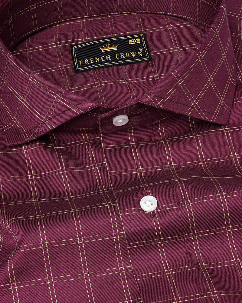 Camelot Wine Checkered Twill Premium Cotton Shirt