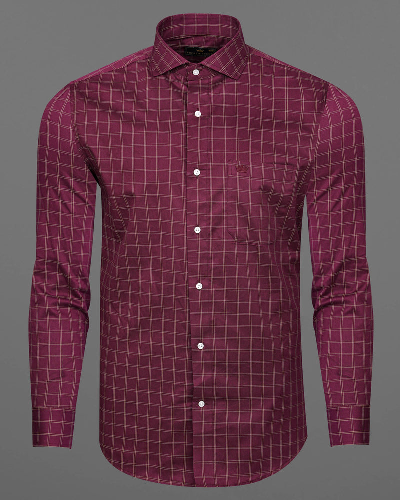 Camelot Wine Checkered Twill Premium Cotton Shirt