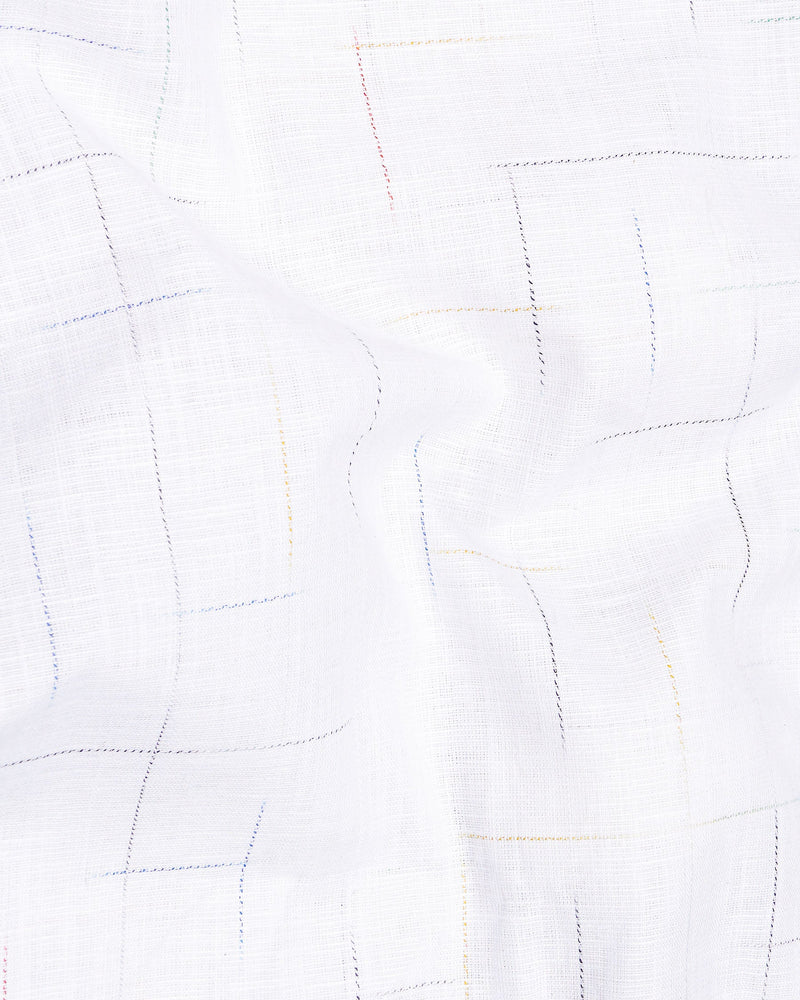 Bright White Luxurious Linen colourful Slubbed Textured Shirt