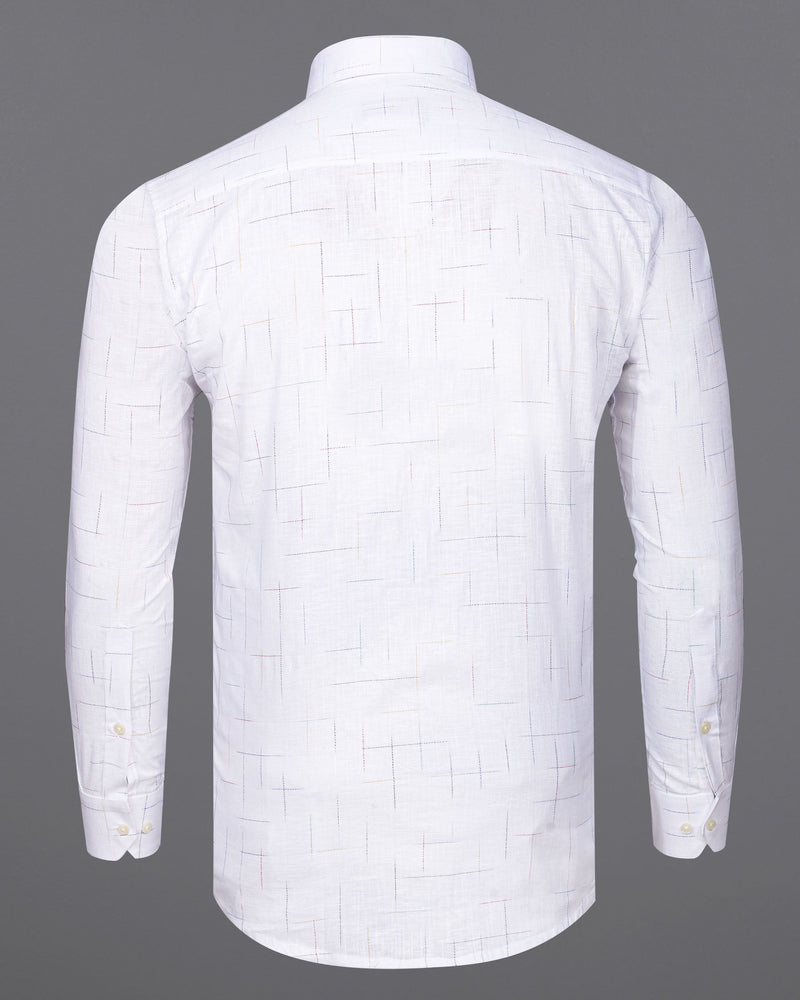 Bright White Luxurious Linen colourful Slubbed Textured Shirt