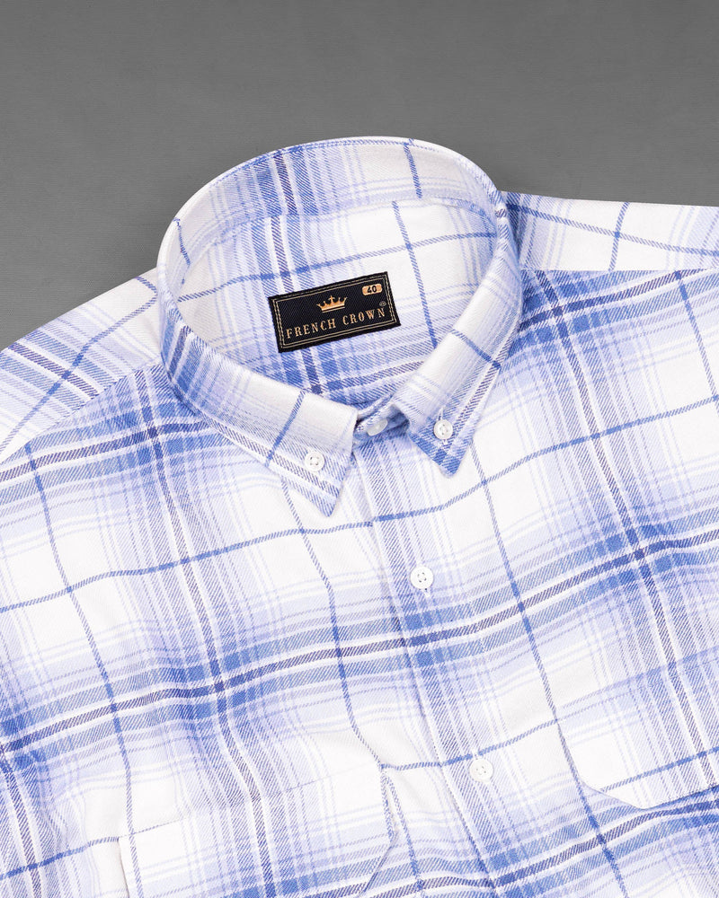 Off White and Azure Blue Plaid Twill Premium Cotton Designer Shirt 7545-BD-38,7545-BD-38,7545-BD-39,7545-BD-39,7545-BD-40,7545-BD-40,7545-BD-42,7545-BD-42,7545-BD-44,7545-BD-44,7545-BD-46,7545-BD-46,7545-BD-48,7545-BD-48,7545-BD-50,7545-BD-50,7545-BD-52,7545-BD-52