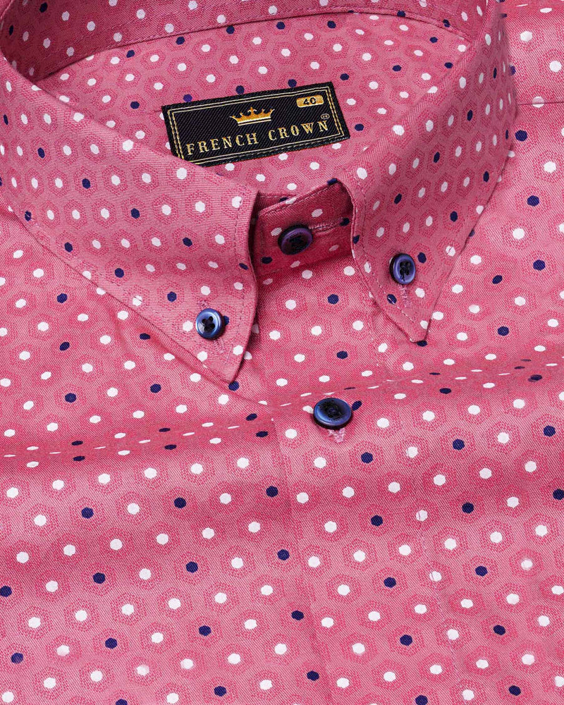 Charm Pink Hexagon Printed Super Soft Premium Cotton Shirt