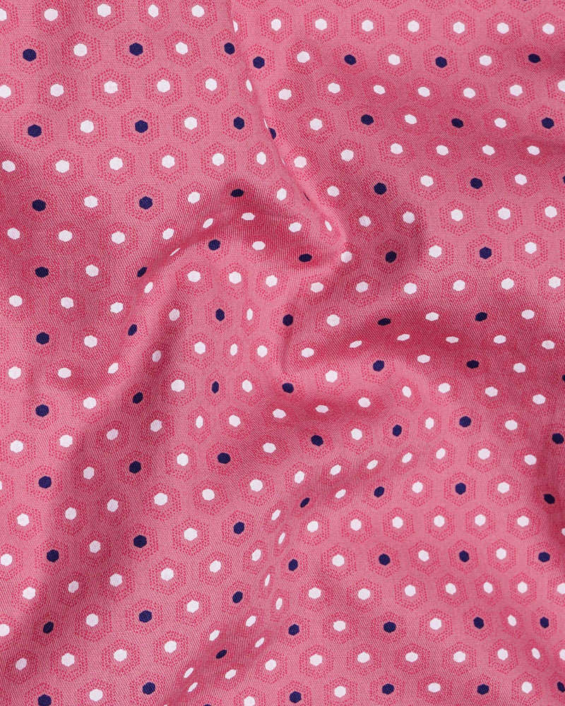 Charm Pink Hexagon Printed Super Soft Premium Cotton Shirt