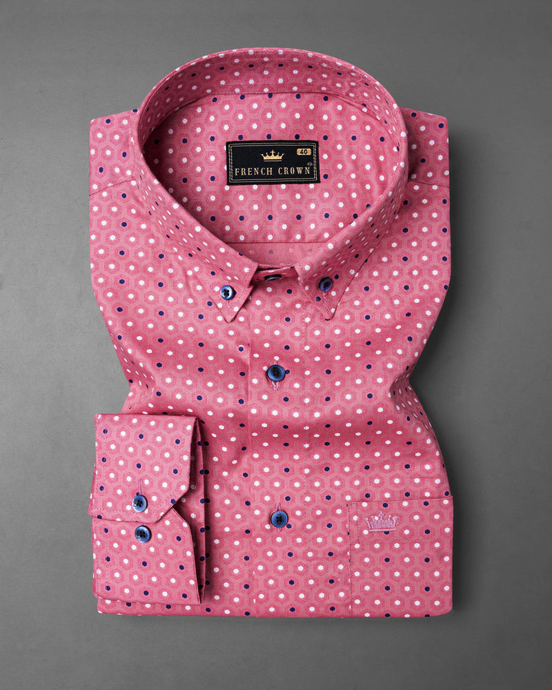 Charm Pink Hexagon Printed Super Soft Premium Cotton Shirt