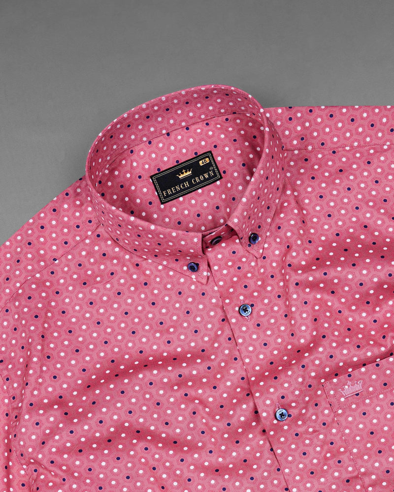 Charm Pink Hexagon Printed Super Soft Premium Cotton Shirt