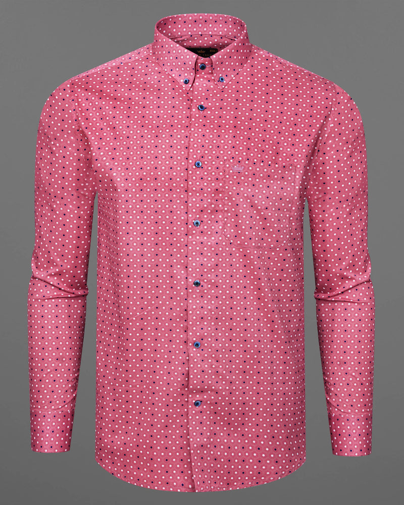 Charm Pink Hexagon Printed Super Soft Premium Cotton Shirt